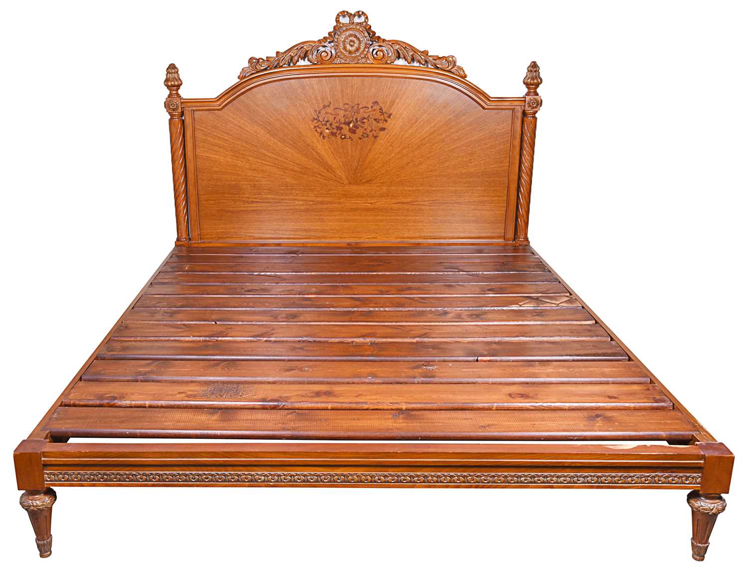 Lot 77 - French Louis XVI style headboard bed frame