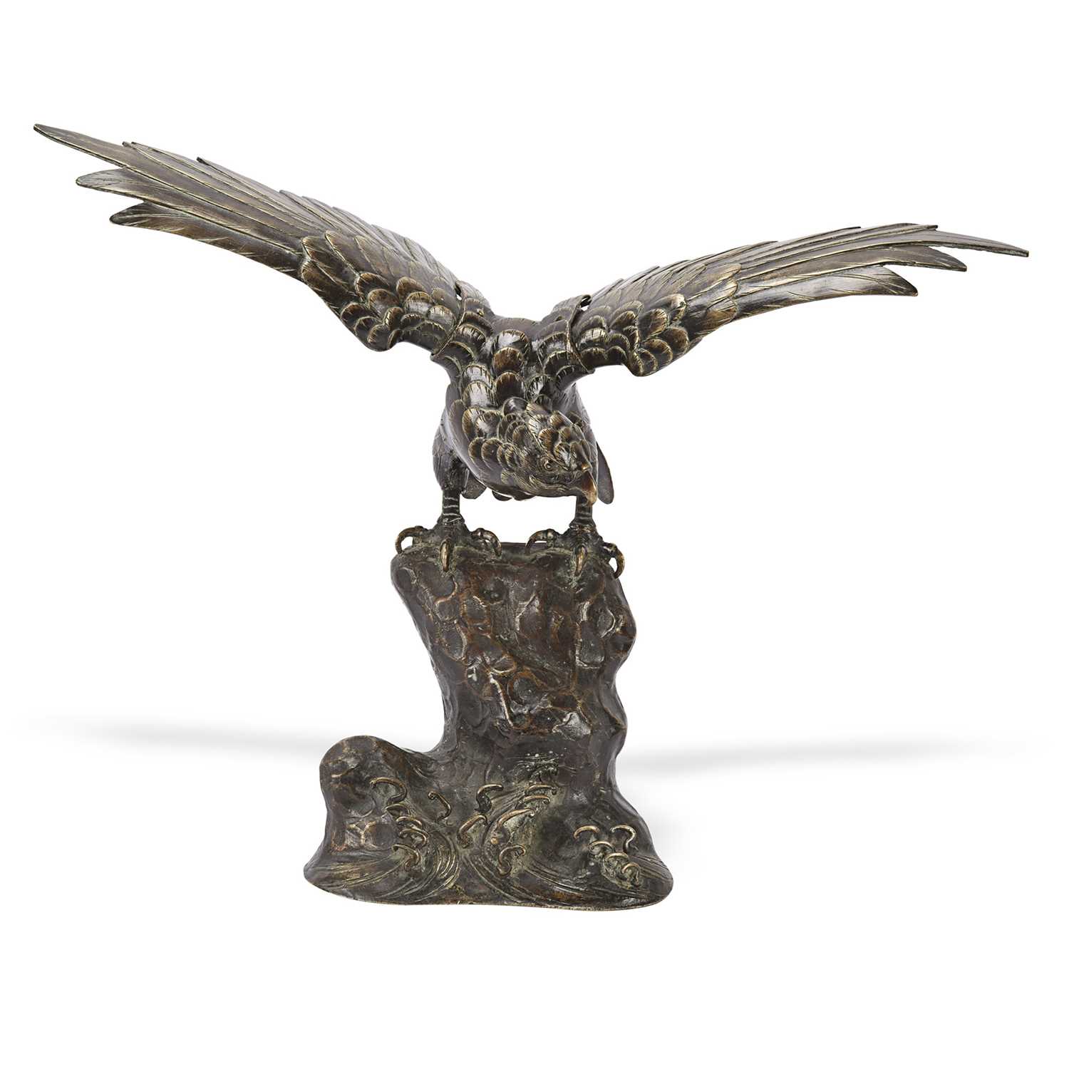 Lot 126 - Bronze eagle on rock sculpture in Meiji period (1868-1912)