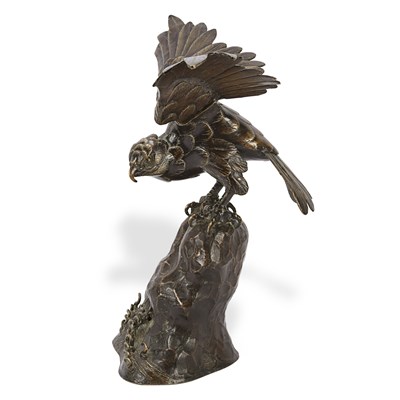 Lot 126 - Bronze eagle on rock sculpture in Meiji period (1868-1912)
