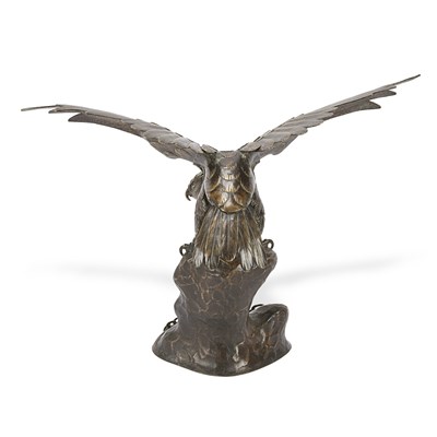Lot 126 - Bronze eagle on rock sculpture in Meiji period (1868-1912)
