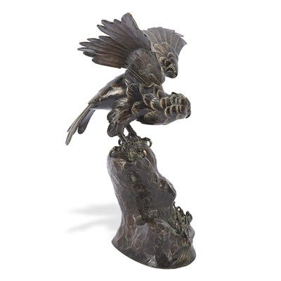 Lot 126 - Bronze eagle on rock sculpture in Meiji period (1868-1912)