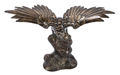 Lot 126 - Bronze eagle on rock sculpture in Meiji period (1868-1912)