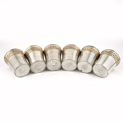 Lot 186 - Six gilded silver drinking cups, marked in tughra of the silversmith