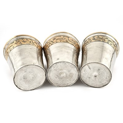 Lot 186 - Six gilded silver drinking cups, marked in tughra of the silversmith