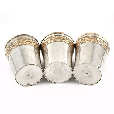 Lot 186 - Six gilded silver drinking cups, marked in tughra of the silversmith