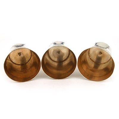 Lot 186 - Six gilded silver drinking cups, marked in tughra of the silversmith