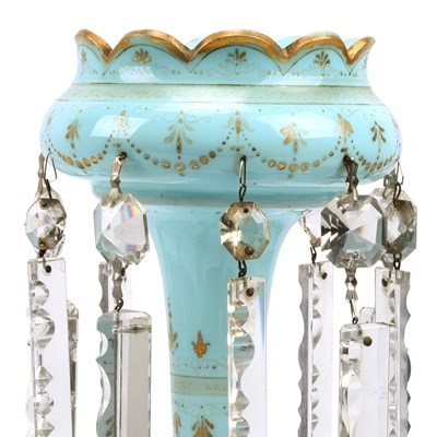 Lot 196 - Victorian turquoise opaline glass table lusters