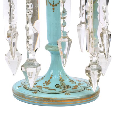 Lot 196 - Victorian turquoise opaline glass table lusters