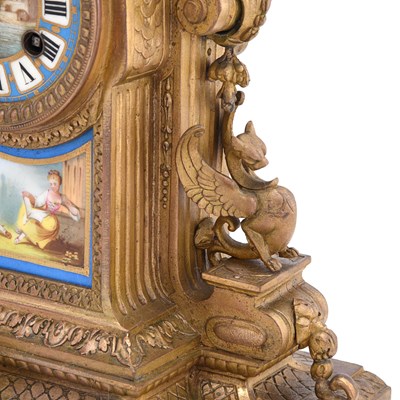 Lot 198 - French bronze and turquoise porcelain mantle clock