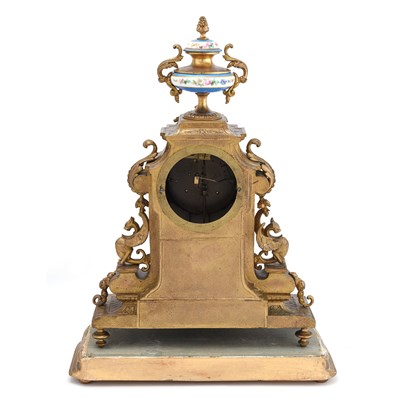 Lot 198 - French bronze and turquoise porcelain mantle clock