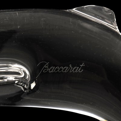 Lot 260 - Late 20th century pair of crystal glass representing dolphins