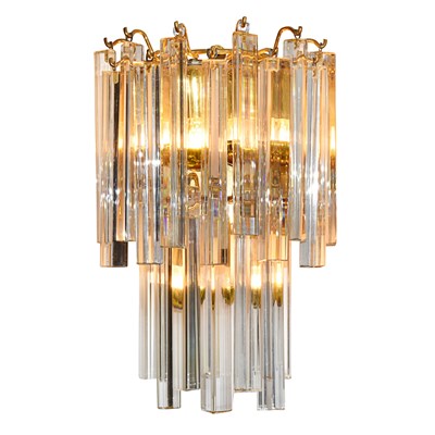 Lot 287 - 1960s set of two Triedri sconces in clear glass, by Venini