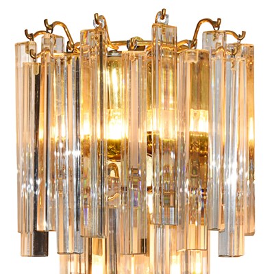 Lot 287 - 1960s set of two Triedri sconces in clear glass, by Venini