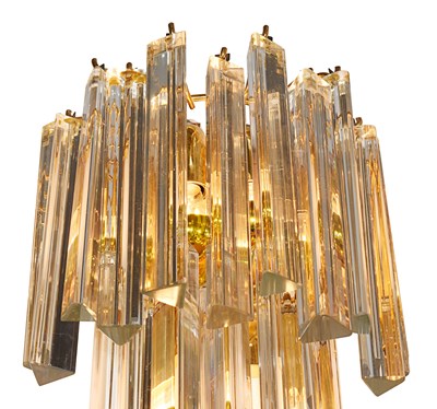 Lot 287 - 1960s set of two Triedri sconces in clear glass, by Venini