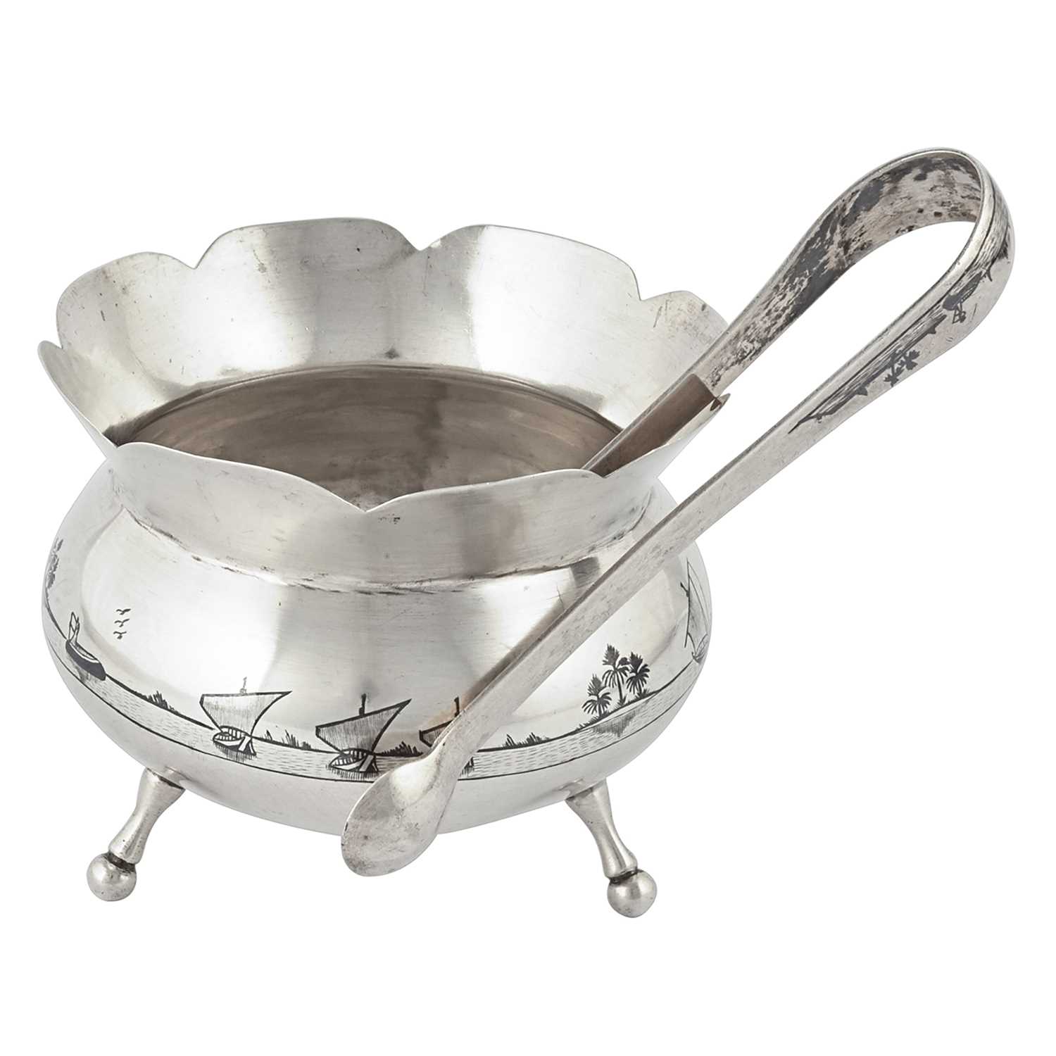 Lot 5 - An early 20th century Iraqi niello silver...
