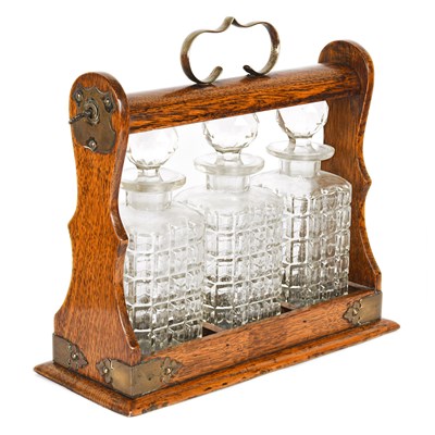 Early 20th Century Oak Tantalus