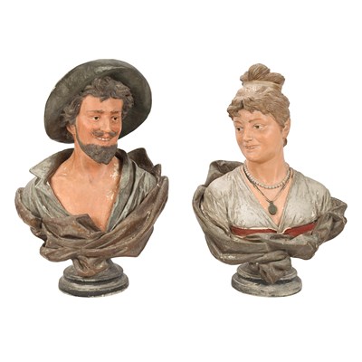 Unsigned pair of terracotta busts