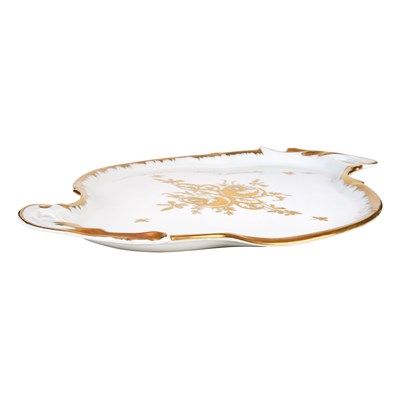 French Porcelain Tray with Floral and Gilded Detailing