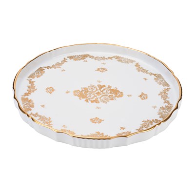 French Porcelain Tray with Gilded Floral Decorations