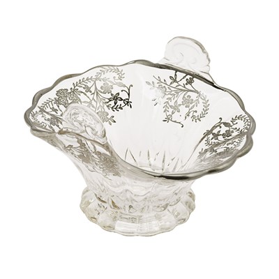 Glass Bowl with Silver Floral Overlay