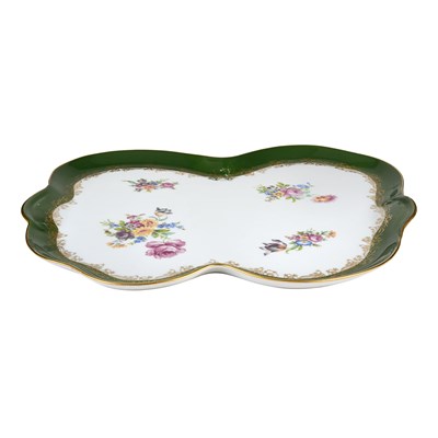 Limoges Porcelain Tray with Green Border and Gold Accents