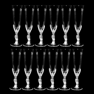 Set of twelve crystal champagne flutes