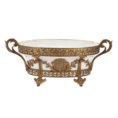 French Empire style white porcelain jardiniere centerpiece.