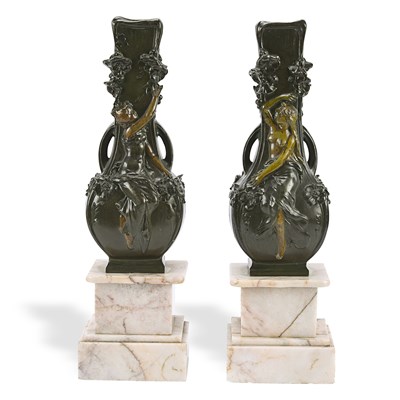 Pair of 19th century french gilded bronze vases by Auguste Moreau