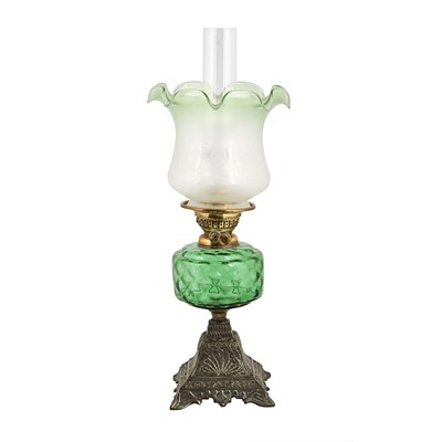 Late 19th century Victorian glass oil lamp