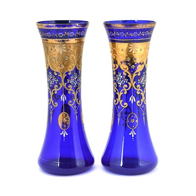 Pair of late 19th century Bohemian glass vases
