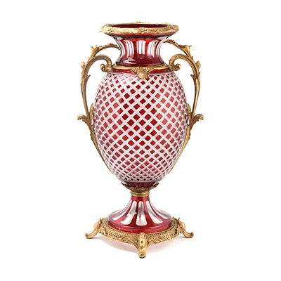 A Bohemian ruby red crystal glass vase