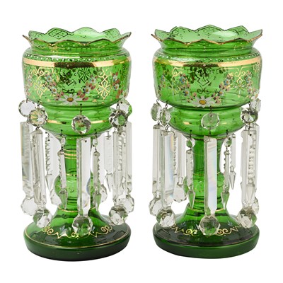 Pair of late 19th century Bohemian glass lusters