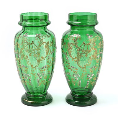 Late 19th century pair of Bohemian glass vases