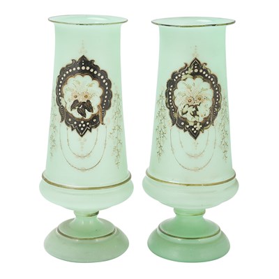 Late 19th century French pair of opaque glass vases