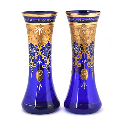 Late 19th century pair of Bohemian glass vases