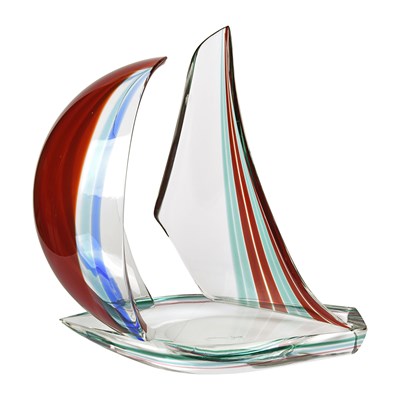 Semi-antique Murano glass sail boat