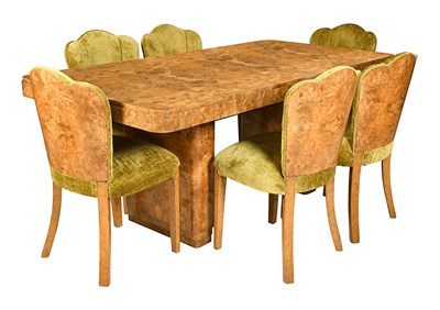 1930s art deco Burl wood dining table