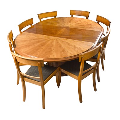 French Grange cherrywood circular dining table set