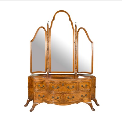 Early 20th century Art Deco burr walnut mirrored entrance hall commode