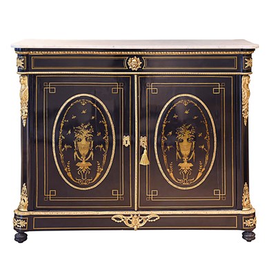 19th century French ebonized wood cabinet