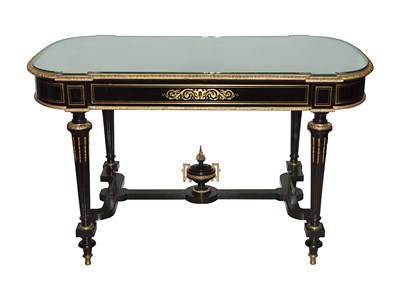 French Boulle style ebonized writing desk, circa 1870