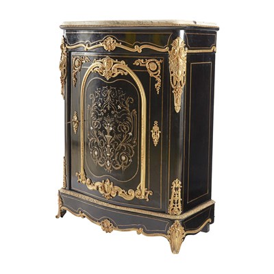 19th century French ebonized wood cabinet with marble top