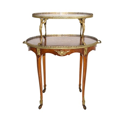 19th century French Louis XIV style two-tier oval server table