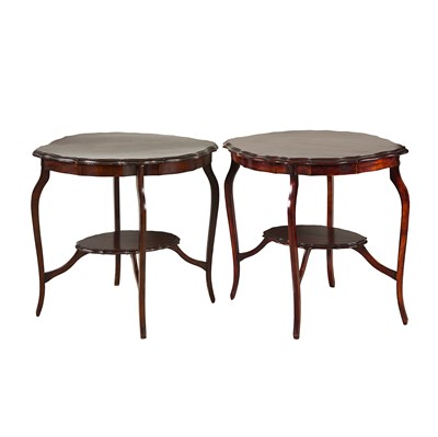 Pair of late 19th century French Mahogany two tier side tables