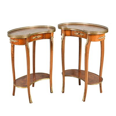 Pair of late 19th-century French two-tier side kidney tables