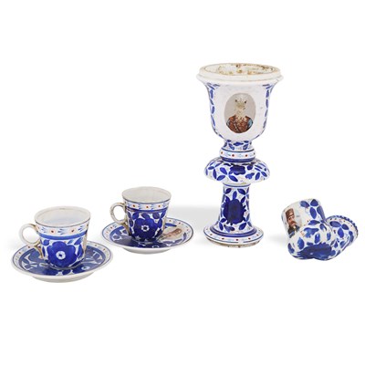 A late 19th century group of porcelain pieces