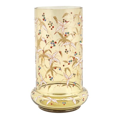 A 19th century yellow and enamelled glass vase