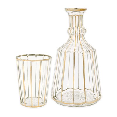 Early 20th century gilded glass bottle with beaker