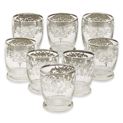 20th century drinking glasses gilded with silver