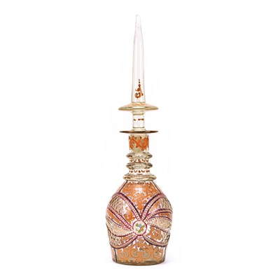 20th century gilded red glass decanter